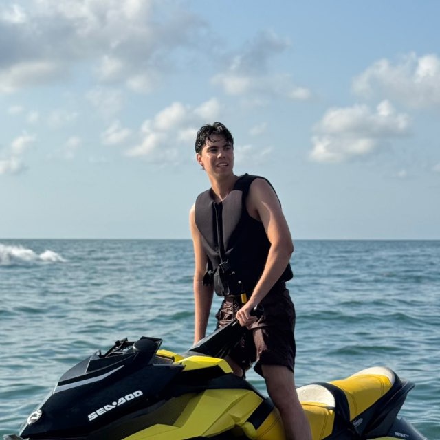 Nikita Kuzmin on a jet ski at sea