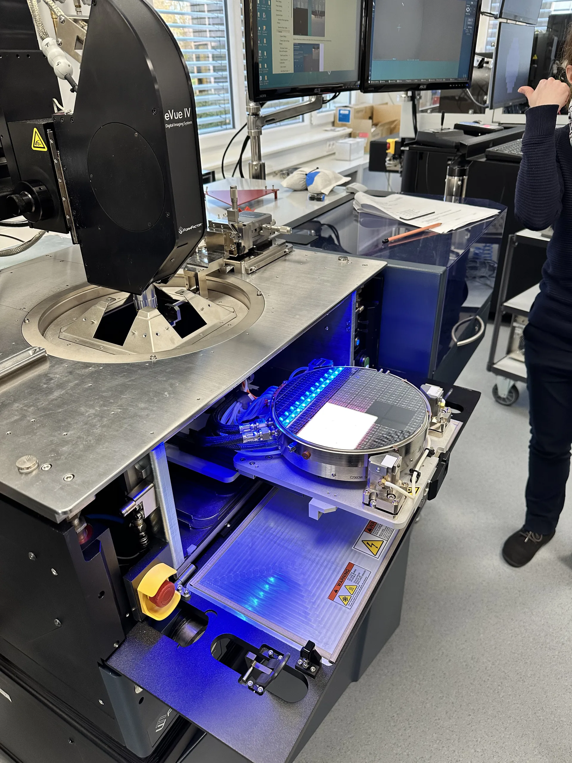 FormFactor semiconductor testing machine with a wafer loaded