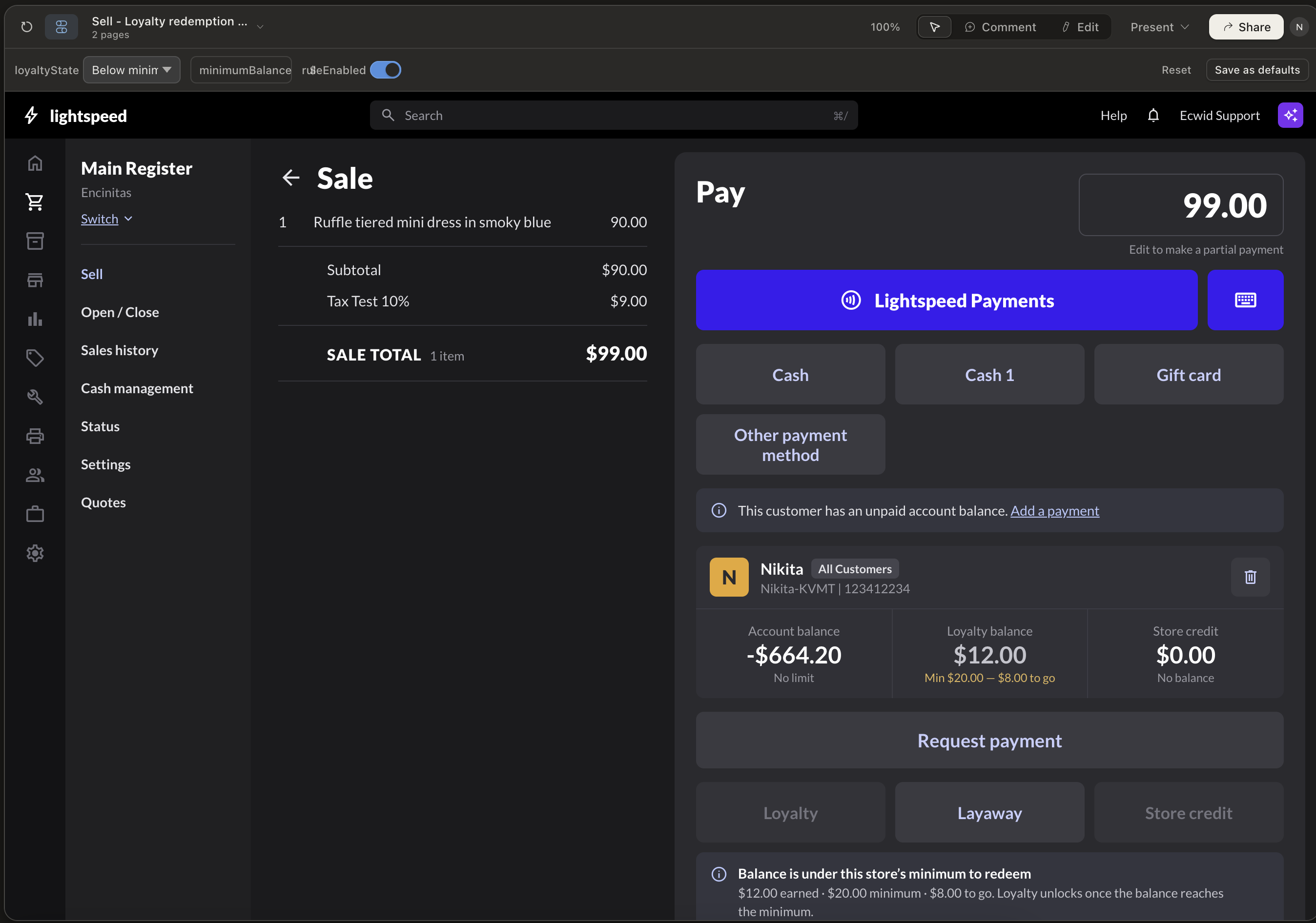 AI-generated loyalty redemption draft with balance below the minimum